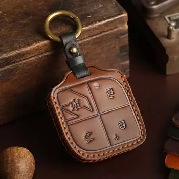 Чехол для ключа из натуральной кожи для Lynk & Co 2023 08 - специальный защитный чехол для автомобильного ключа с пряжкой синий