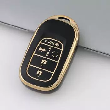 Чехол для ключа из термополиуретана с золотой оправой для модели Honda Civic 11-го поколения с 5 кнопками