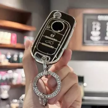 Чехол для ключа из ТПУ с цепочкой для ключей Bling для FIAT Tipo Tprp Freedom 500X Doblo Argo Nuovo Grazie защитные аксессуары для ключей чёрный
