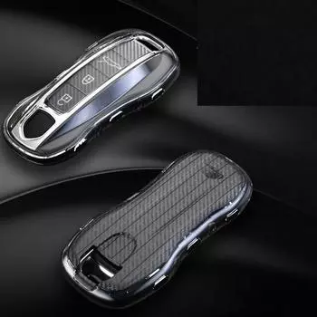 Чехол для ключа из ТПУ с полной защитой в стиле карбона, чехол для ключа, чехол для ключа для Porsche Panamera 2017-2020 Cayenne 2018-2020 чёрный