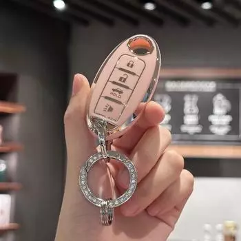 Чехол для ключа из ТПУ с ремешком для ключей для Nissan Altima Coupe Armada GTR Maxima Murano Cross CABRIOLET Rogue Versa чёрный