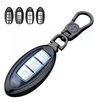 Чехол для ключа LETINGFAR для Nissan Smart Key Case, чехол для ключа, 3 кнопки, 4 кнопки, цинковый сплав + ТПУ, приятный на ощупь, специально разработан для брелока Nissan NISSAN