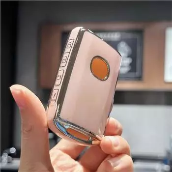 Чехол для ключа Mazda CX5 и кожаный брелок - чехол для ключа с полным покрытием для Mazda 3, 6, CX-5, CX-9, CX-50 - 2019-2024 чёрный