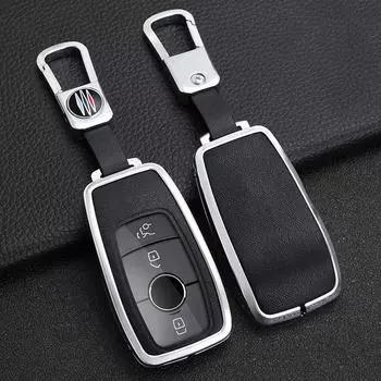 Чехол для ключа Mercedes-Benz E300L для C260L, GLC, GLB220, A200L, GLA, GLE350. Высококачественная конструкция для защиты автомобильных ключей. set. A Silver Blue-Buckle синий/серебряный