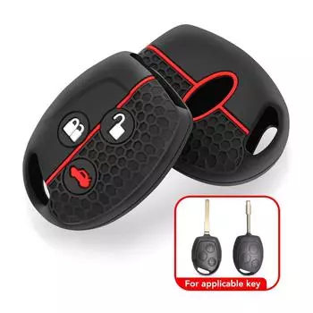 Чехол для ключа с 3 кнопками из силикона для Ford MONDEO FIESTA FOCUS C-MAX S-MAX TRANSIT KA GALAXY, держатель для пульта дистанционного управления, чехол FOB красный