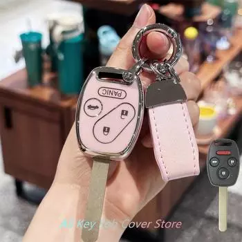 Чехол для ключа с кольцом для ключей для Honda 2003-2012 Accord 2006-2013 Civic 2005-2006 CR-V Pilot Fit Odyssey Ridgeline Smart Key чёрный