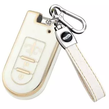 Чехол для ключа, совместимый с Toyota Daihatsu Tank Roomy, чехол для ключа Tanto Tanto Custom Wake New Move Canvas Move Custom, чехол для смарт-ключа, 4 кнопки [YANMW] белый