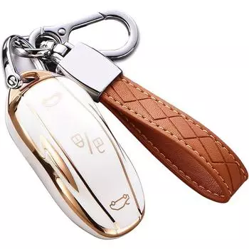 Чехол для ключа Tesla Model X с брелоком, чехол для полного защитного брелока из мягкого ТПУ премиум-класса, держатель для смарт-ключа Size Bmodel 3Y чёрный