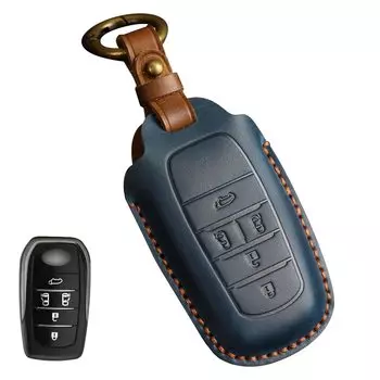 Чехол для ключа Toyota Чехол для смарт-ключа Toyota New Alphard Кожаный чехол-накладка 5 кнопок Роскошный Стильный Эксклюзивный акриловый чехол для ключа Toyota Брелок синий