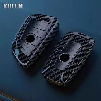 Чехол для ключей автомобиля из АБС-пластика из углеродного волокна для BMW 1, 2, 3, 4, 5, 6, 7 серии X1 X3 X4 X5 X6 X7 F10 F20 F30 G20 G30 G01 F15 F16 G02 G05 F34 A чёрный