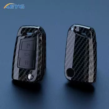 Чехол для ключей автомобиля из АБС-пластика из углеродного волокна, брелок для VW Volkswagen Golf 7 MK7 Tiguan MK2 для SEAT Ateca Leon FR 2 Ibiza для Skoda Octavia