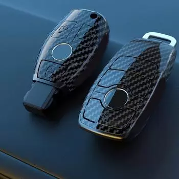 Чехол для ключей автомобиля из АБС-пластика из углеродного волокна, брелок для Mercedes Benz ABCES Class W204 W205 W212 W213 W176 GLC CLA AMG W177 A