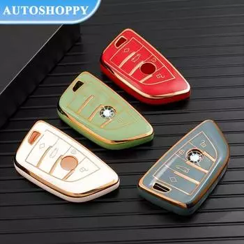 Чехол для ключей автомобиля из ТПУ с золотым краем, брелок для BMW X3 X5 X6 F30 F34 F10 F20 G20 G30 G01 G02 G05 F15 F16 1 3 5 7 серии