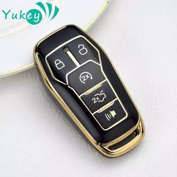 Чехол для ключей автомобиля из ТПУ с 5 кнопками для Ford Fusion Mondeo Mustang F-150 Explorer Edge 2015 2016 2017 2018 Защита ключей чёрный