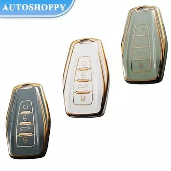 Чехол для ключей автомобиля из ТПУ с золотыми краями для Geely Coolray X6 X7 EX7 Geometry C Emgrand Global Kulrey Hawk GX7 Okavango NL3 SUV GT GC9, брелок A Style белый