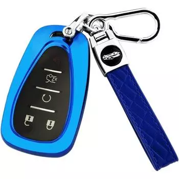 Чехол для ключей Chevrolet с брелоком, мягкий чехол для ключей TPU с полной защитой Chevrolet Malibu Camaro Equinox BlazerTraverse Cruze Sonic Volt чёрный