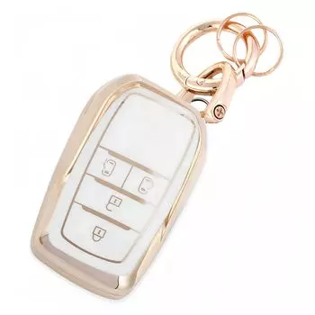Чехол для ключей HOYZE, Чехол для ключей, Милый, Автомобильный, Чехол для смарт-ключа, Держатель для ключей, Карабин, Корпус ключа, Устойчивый к царапинам, Легкий, золото белый Key Case