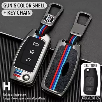 Чехол для ключей из цинкового сплава с 3 кнопками, брелок для Ford Focus 2 MK2 Fiesta Mondeo Galaxy Falcon Territory Ecosport