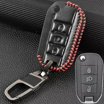 Чехол для ключей из искусственной кожи с 3 кнопками, держатель для Peugeot 208 301 308 3008 508 5008 Citroen C3 C4 C6 Berilingo 2012 2013 чёрный