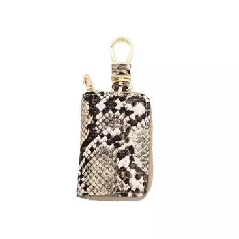 Чехол для ключей из микрофибровой кожи с рисунком под змею, с окном и прозрачным чехлом для ключей, подходит для всех автомобильных ключей серый