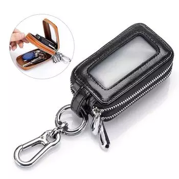 Чехол для ключей из натуральной воловьей кожи с двойной молнией, чехлы для ключей от машины для мужчин и женщин, модные держатели для ключей экономки с подвеской на талии синий