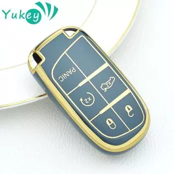 Чехол для ключей из ТПУ, брелок для Jeep Renegade Compass Grand Cherokee для Chrysler 300C Wrangler Dodge, автомобильные аксессуары чёрный