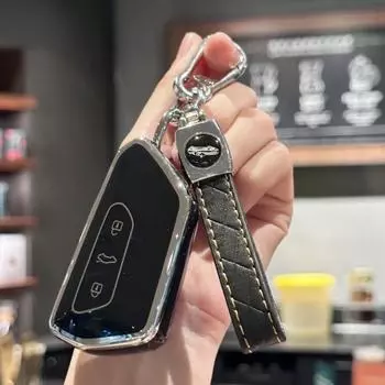 Чехол для ключей из ТПУ, брелок для VW Volkswagen, совместимый с Golf 8 ID4, Seat Leon MK 4, Skoda Octavia, мягкий чехол для ключей из ТПУ чёрный