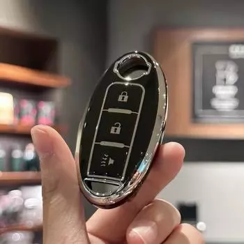 Чехол для ключей из ТПУ, чехол-брелок для Nissan 370Z Armada Kicks Murano Pathfinder Rogue Titan Versa Note Infiniti Smart, 3 кнопки чёрный