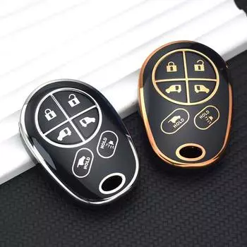 Чехол для ключей из ТПУ, чехол-брелок 1. Для Toyota Toyota SE 2020, Sequoia Highlander XLE, авто, умный держатель с дистанционным управлением, защитные аксессуары Silver Edge Key Case чёрный