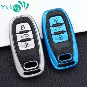 Чехол для ключей из ТПУ для A1 A3 A4 A5 A6 A7 A8 Quattro Q3 Q5 Q7 S4 S5 S6 S7 S8 R8 TT, защитные аксессуары для корпуса ключа серебряный