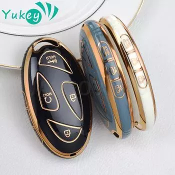 Чехол для ключей из ТПУ для Hyundai Grandeur GN7 2023 Kona Ev 2023 Lonic 6, автомобильный смарт-брелок для ключей Romote, аксессуары, защита Gold Line Black