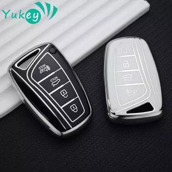 Чехол для ключей из ТПУ для Hyundai Santa Fe Sport Ix45 Equus Centennial Genesis G80 Grandeur Azera 2013-2016, брелок 4 Buttons серый