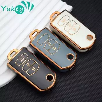 Чехол для ключей из ТПУ для Mazda 2 3 5 6 CX7 CX9 RX8 MX5 MPV Demio 2 3 кнопки, новый чехол для автомобильного ключа с дистанционным управлением 2 Buttons Black