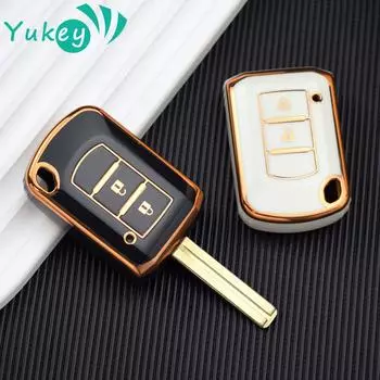 Чехол для ключей из ТПУ для Mitsubishi ASX ASH Outlander Lancer EX Galant Pajero L200, защита для ключей с 2 кнопками чёрный