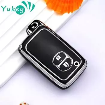 Чехол для ключей из ТПУ для Toyota Aqua 2015 RAV4 Land Cruiser 2008 Camry Hybrid L150 Corolla Prius 30 Venza 4 Runner Highlander 2 Buttons чёрный