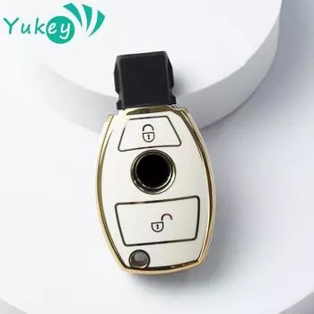 Чехол для ключей из ТПУ с 2 кнопками для Mercedes Benz ABRG Class GLK GLA W204 W251 W463 W176, сумка для ключей, брелок, держатель, протектор белый