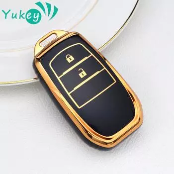 Чехол для ключей из ТПУ с 2 кнопками для Toyota Corolla SE 2023 Camry 50 55 TLC200 Yaris Land Cruiser Prado150 RAV4 Venza SIENNA чёрный