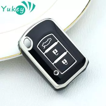 Чехол для ключей из ТПУ с 3 кнопками для Mitsubishi ASX Outlander Lancer EX Galant Pajero 2016 2017, сумка-держатель, защита для брелка чёрный