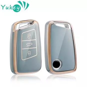 Чехол для ключей из ТПУ с 3 кнопками для Skoda Octavia Kodiaq Karoq для Volkswagen VW Polo Passat B8 Tiguan 2 для сиденья, держатель для ключей, чехол белый