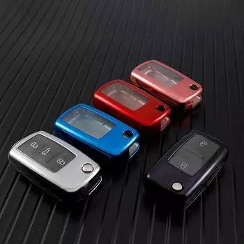 Чехол для ключей из ТПУ с 3 кнопками, полное покрытие для Volkswagen для VW Jetta Passat B5 B6 B7 Golf Beetle Bora Polo Tiguan для Skoda Octavia gold key case