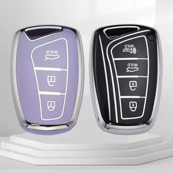Чехол для ключей из ТПУ с 3/4 кнопками, брелок для Hyundai Santa Fe Sport Ix45 Equus Centennial Genesis G80 Grandeur Azera, защитные аксессуары 3 Button Key Case белый