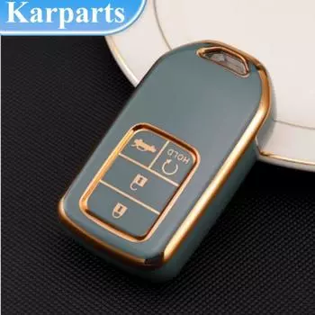 Чехол для ключей из ТПУ с 45 кнопками, чехол-брелок, держатель для Honda Civic Accord Cr-v Pilot Crv 2015 2016 2017 2018 2019 2020 2021, аксессуары 4 Buttons чёрный