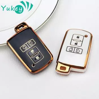 Чехол для ключей из ТПУ с 4 кнопками для Toyota Sienta Alphard Voxy Noah Esquire Harrier, чехол без ключа с дистанционным управлением, брелок в виде оболочки, защитная куртка, рукава чёрный