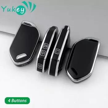 Чехол для ключей из ТПУ с 4 кнопками для Kia Sorento Morning Ev9 для Kia Picanto Ev9 2024, аксессуары-брелок в виде ракушки Potector чёрный