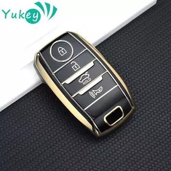 Чехол для ключей из ТПУ с 4 кнопками, умный чехол для Kia Sorento Optima Forte Koup Soul Niro 2014 2015 2016, держатель, защитный брелок чёрный