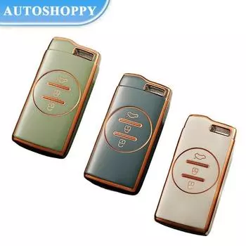 Чехол для ключей из ТПУ с золотыми краями для Chery Tiggo 8 Arrizo 5 7 Pro EQ7 5x 3x Tiggo 7, умный держатель, кольцо, защитные аксессуары, чехол красный