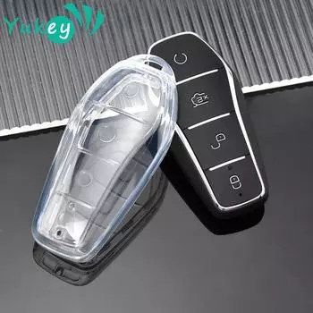 Чехол для ключей из ТПУ, защитный чехол для кожи, резиновый чехол-держатель для BYD Han Ev Tang Dm/Qin PLUS/Song Pro/MAX/Yuan, пряжка с дельфином прозрачный