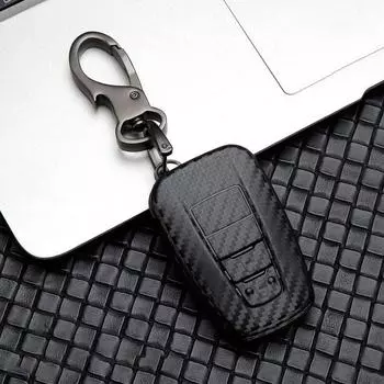 Чехол для ключей из углеродного волокна для Toyota C-HR CHR RAV4 RAV 4 Corolla Camry Avalon Land Cruiser Prado Prius A