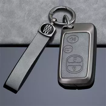 Чехол для ключей от автомобиля, чехол для Toyota Land Cruiser Prado 150 Camry Prius, держатель для ключей с короной, аксессуары, автомобильный Стайлинг, держатель в виде ракушки серый