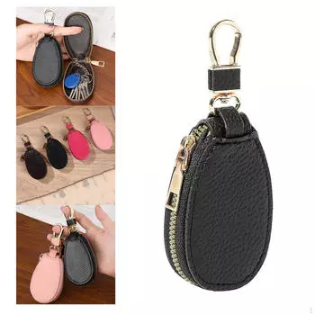 Чехол для ключей от автомобиля, держатель на молнии, легкая сумка для хранения ключей, брелок с карабином розовый